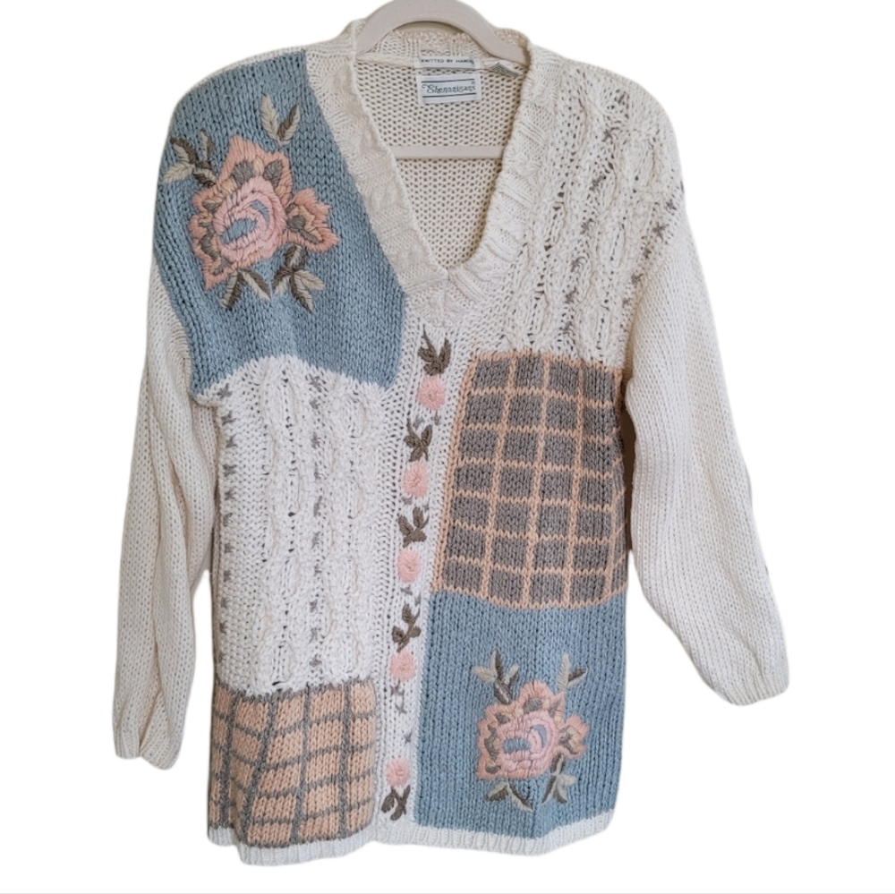 Vintage Shenanigans Hand Knit Cottage Core Grandma Sweater